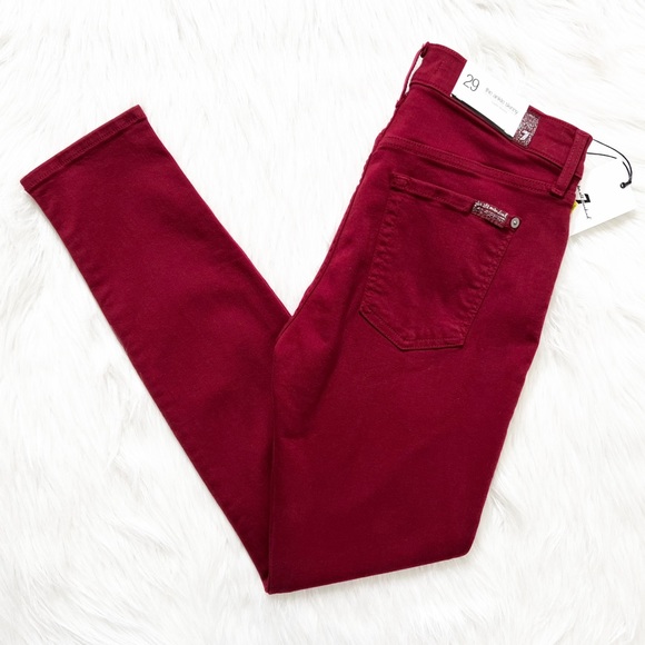 SOLD-NWT 7 For All Mankind {7FAM} Red Super Skinny Ankle Jeans - Picture 2 of 8